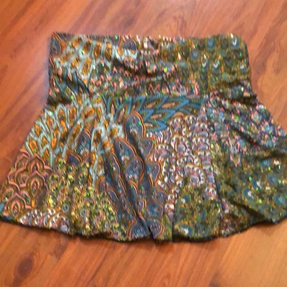 NWT Boutique Oh My Bod peacock mini skirt s
